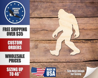 Unfinished Wood Bigfoot Sasquatch Silhouette - Craft- up to 24&quot; DIY