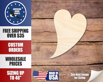 Unfinished Wood Flying Heart Shape - Craft - up to 36" DIY