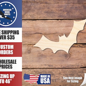 Unfinished Wood Bat Halloween Silhouette - Craft- up to 24&quot; DIY