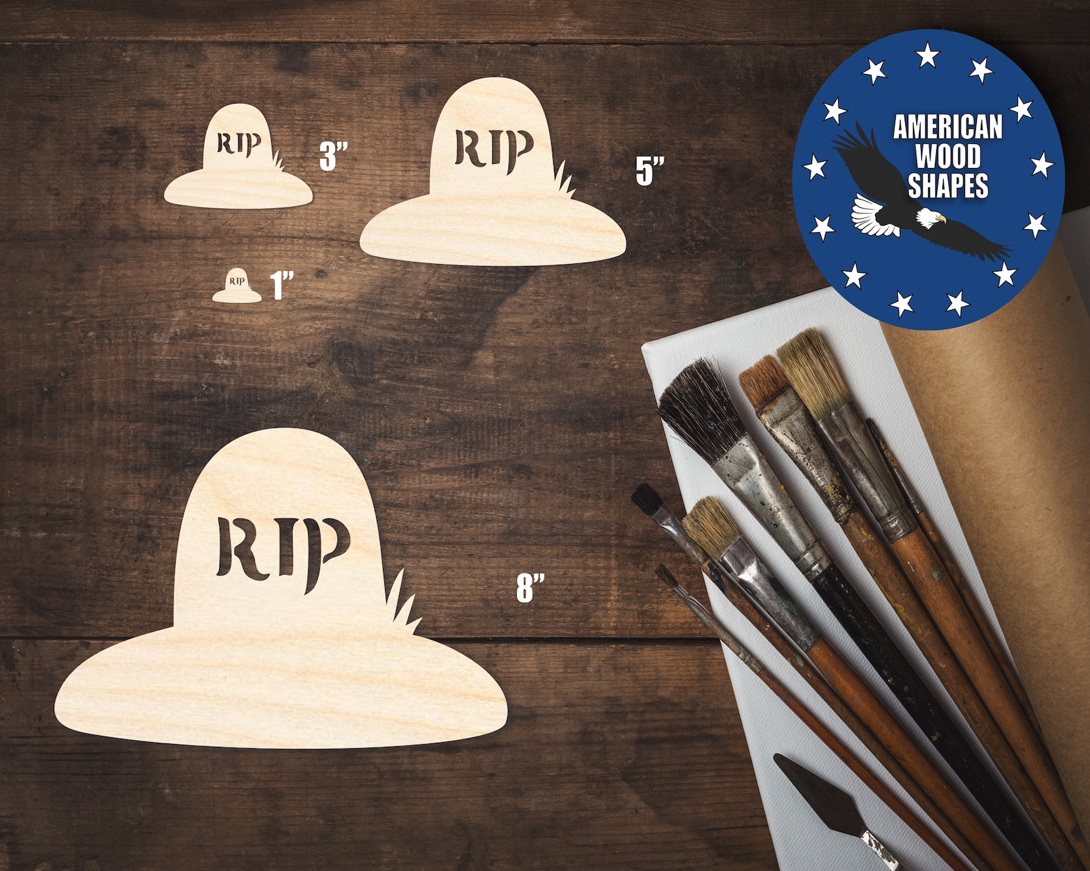 Wood Rip Designs Unfinished Wood RIP Grave Shape - Craft - up to 36