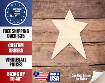 Unfinished Wood Unbalanced Star Shape - Craft - up to 36&quot; DIY