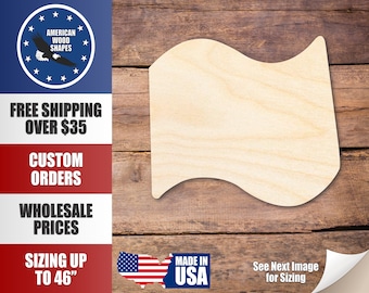 Unfinished Wood Cute Flag Silhouette - Craft- up to 24" DIY