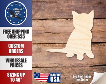Unfinished Wood Kitten Silhouette - Craft- up to 24" DIY