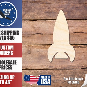 Unfinished Wood Rocket Ship Shape - Craft - up to 36" DIY