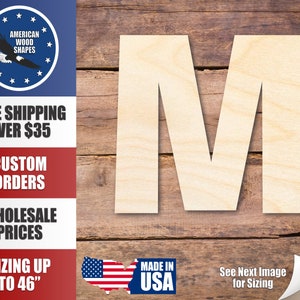 Unfinished Wood Block Letter M - Craft - up to 24&quot; DIY