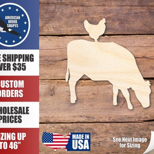 Unfinished Wood Cow Chicken Shape - Craft - up to 36&quot; DIY