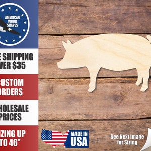 Unfinished Wood Pig Piglet Farm Animal Shape - Craft - up to 36&quot; DIY