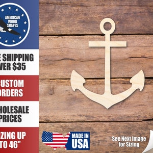 Unfinished Wood Anchor Silhouette - Craft- up to 24&quot; DIY
