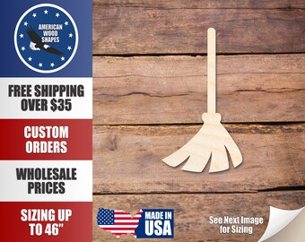 Unfinished Wood Broom Silhouette - Craft- up to 24" DIY