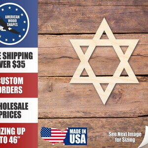 Unfinished Wood Star of David Israel Shape - Hanukkah - Craft - up to 24&quot; DIY
