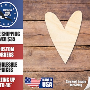 Unfinished Wood Primitive Heart Shape - Craft - up to 36&quot; DIY
