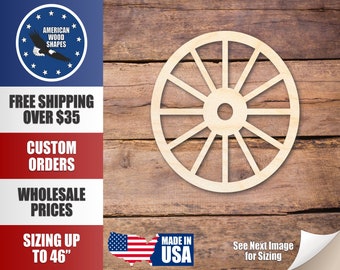 Unfinished Wood Wagon Wheel Shape - Farm - Garden - Craft - up to 24" DIY