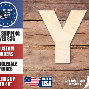 Unfinished Wood Block Letter Y - Craft - up to 24&quot; DIY