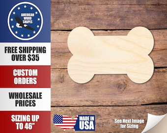 Unfinished Wood Thick Bone Shape - Craft - up to 36" DIY