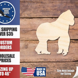 Unfinished Wood Gorilla Silhouette - Craft- up to 24&quot; DIY