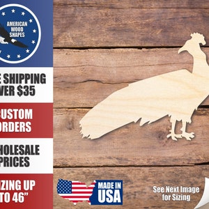 Unfinished Wood Peacock Jungle Wildlife Shape - Craft - up to 36&quot; DIY