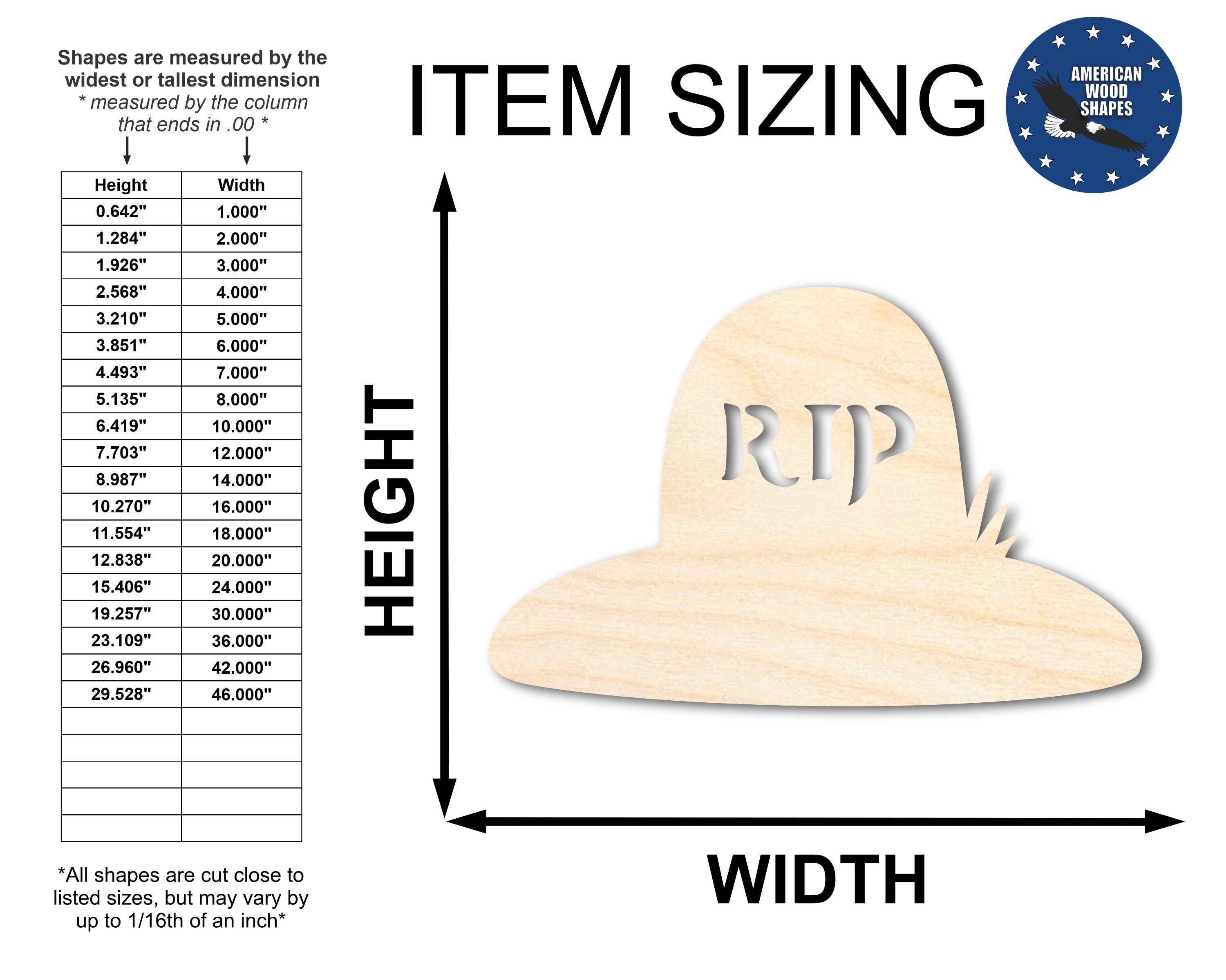 Wood Rip Designs Unfinished Wood RIP Grave Shape - Craft - up to 36