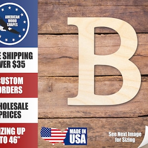 Unfinished Wood Bold Beta Shape - Craft - up to 36&quot; DIY