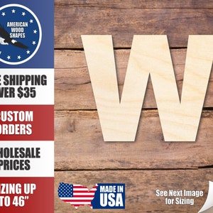 Unfinished Wood Block Letter W - Craft - up to 24&quot; DIY