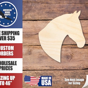 Unfinished Wood Horse Head Silhouette - Craft- up to 24&quot; DIY