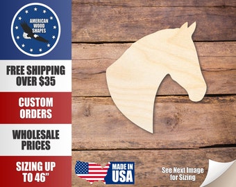 Unfinished Wood Horse Head Silhouette - Craft- up to 24" DIY