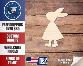 Unfinished Wood Walking Female Rabbit Shape - Craft - up to 36" DIY