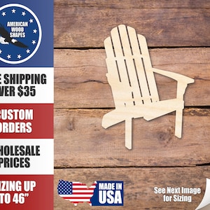 Unfinished Wood Adirondack Chair Silhouette - Craft- up to 24&quot; DIY (not 3 dimensional)
