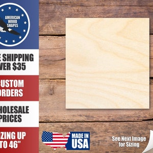 Unfinished Wood Square Shape - Craft - up to 24" DIY