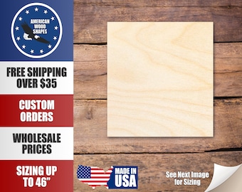Unfinished Wood Square Shape - Craft - up to 24" DIY