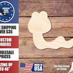 Unfinished Wood Cute Worm Shape - Craft - up to 36&quot; DIY