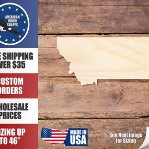 Unfinished Wood Montana Shape - State - Craft - up to 24&quot; DIY