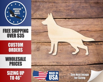 Unfinished Wood German Shepherd Dog Shape - Animal - Pet - Craft - up to 24" DIY