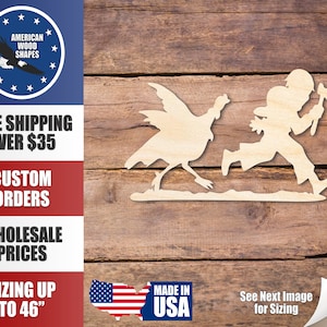 Unfinished Wood Turkey Chase Shape - Craft - up to 36&quot;