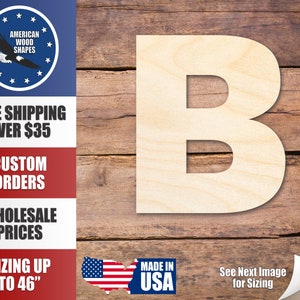 Unfinished Wood Block Letter B - Craft - up to 24&quot; DIY