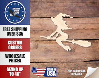 Unfinished Wood Flying Witch Shape - Craft - tot 36"