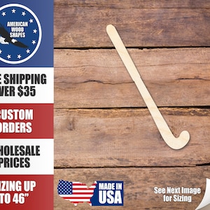 Unfinished Wood Field Hockey Stick Silhouette - Craft- up to 24&quot; DIY