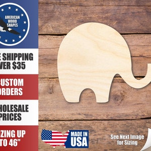 Unfinished Wood Simple Elephant Shape - Craft - up to 36&quot; DIY