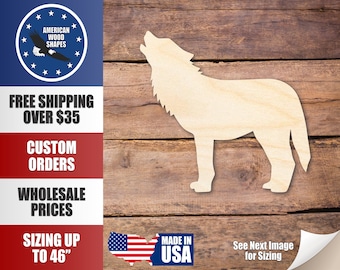 Unfinished Wood Wolf Silhouette - Craft- up to 24" DIY