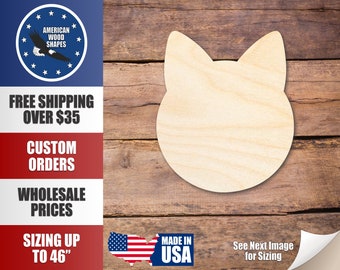 Unfinished Wood Cat Head Silhouette - Craft- up to 24" DIY