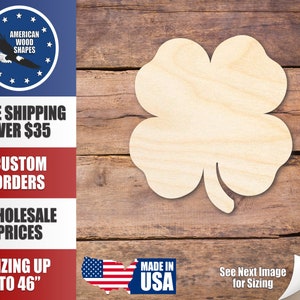 Unfinished Wood Cute Four Leaf Clover Shape - Craft - up to 36&quot; DIY