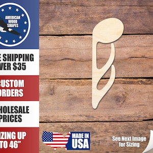 Unfinished Wood Sixteenth Note Down Music Art Shape - Craft - up to 36&quot; DIY