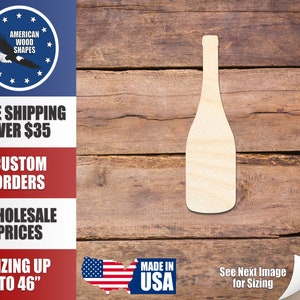 Unfinished Wood Wine Bottle Silhouette - Craft- up to 24&quot; DIY