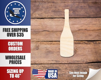 Silueta de botella de vino de madera sin terminar - Artesanía - hasta 24" DIY