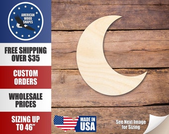 Unfinished Wood Crescent Moon Silhouette - Craft- up to 24" DIY