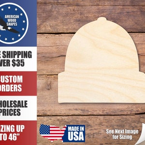 Unfinished Wood Beanie Hat Silhouette - Craft- up to 24&quot; DIY
