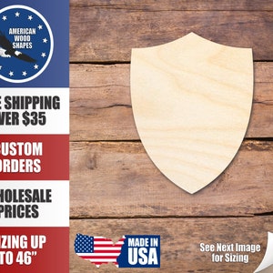 Unfinished Wood Shield Shape - Soldier - Knight - Craft - up to 24&quot; DIY