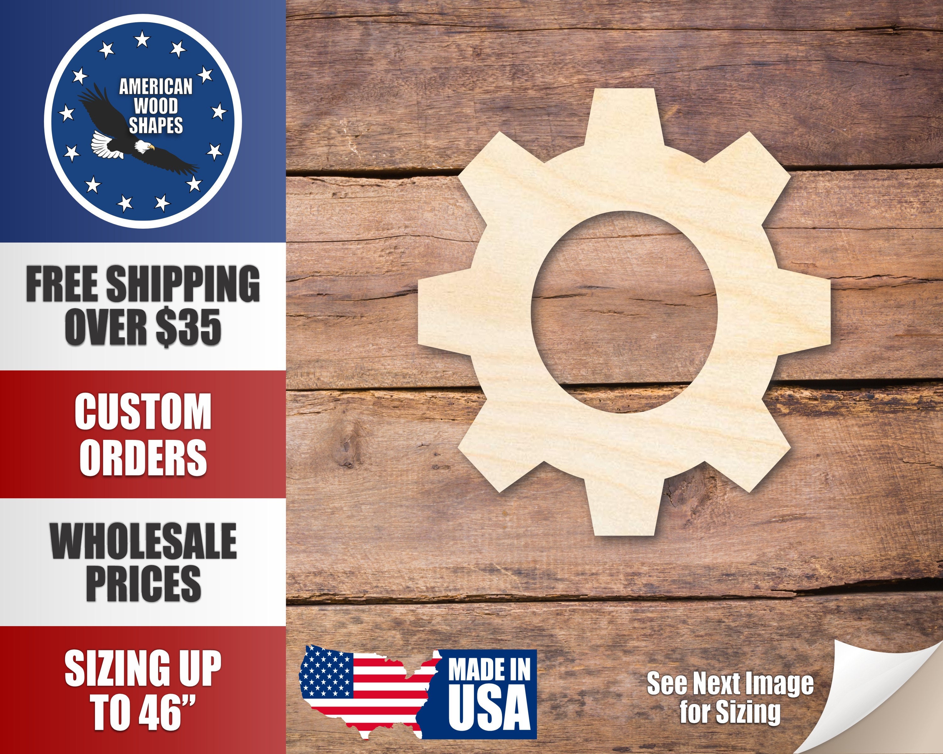 Unfinished Wood Gear Shape - Steampunk Wedding DIY - Craft - up to 24" DIY