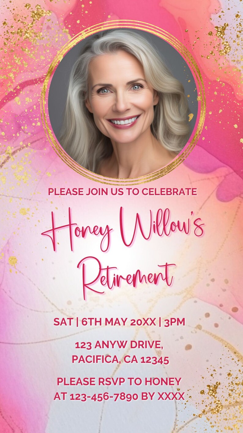 Blush Pink Retirement Invitation Editable Retirement Evite Etsy