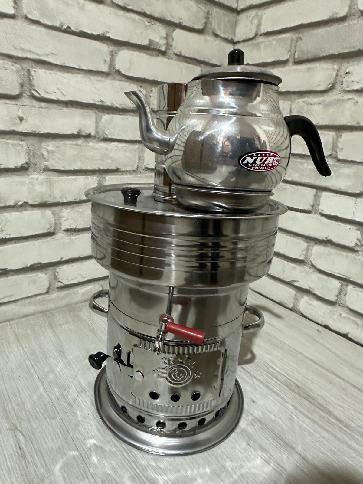 Scalda Tè Samovar Al Carbone Cromato Acciaio Inossidabile - Foto 4