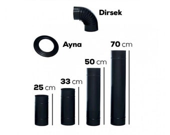 Tuyau noir mat pour poêles | Tuyau ouvert coudé en métal | 5,1 po. 13 cm Cheminée en bois Poêle à charbon Tuyau pour tuyau d'incendie | Outils de poêle Tuyau fait main